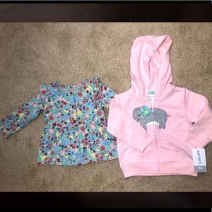 Carter’s Pink Jacket and Long Sleeve Flower Shirt